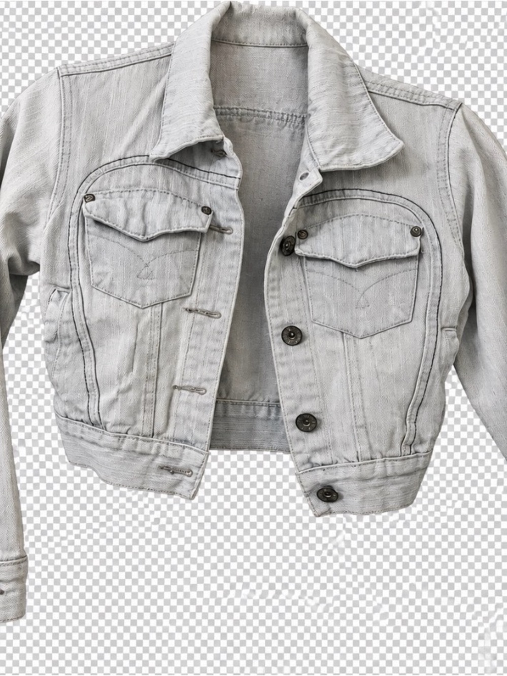Light Gray Washed Denim Jacket - Women's Classic Trucker Style